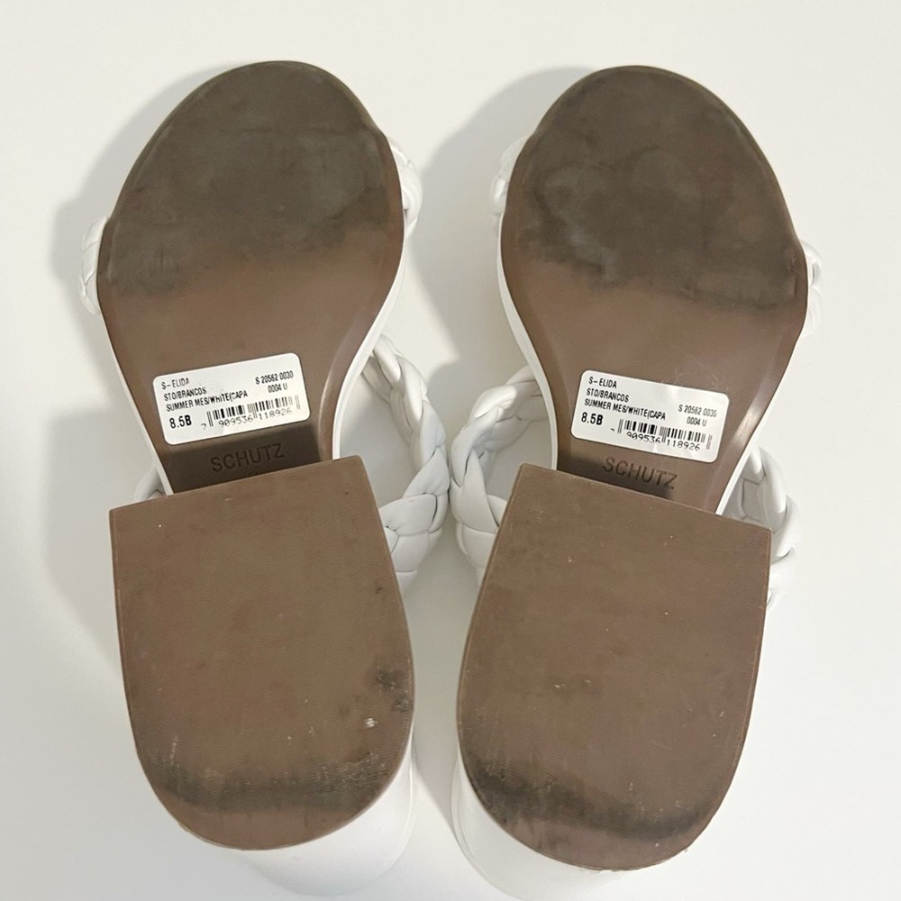 SCHUTZ Elida Braided Slide Sandals in White Leather size 8.5 - Picture 10 of 11